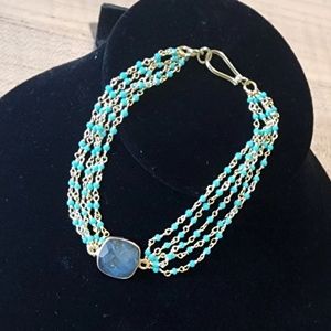 Bracelet Labradorite Turquoise multi-strand 14K gold plated